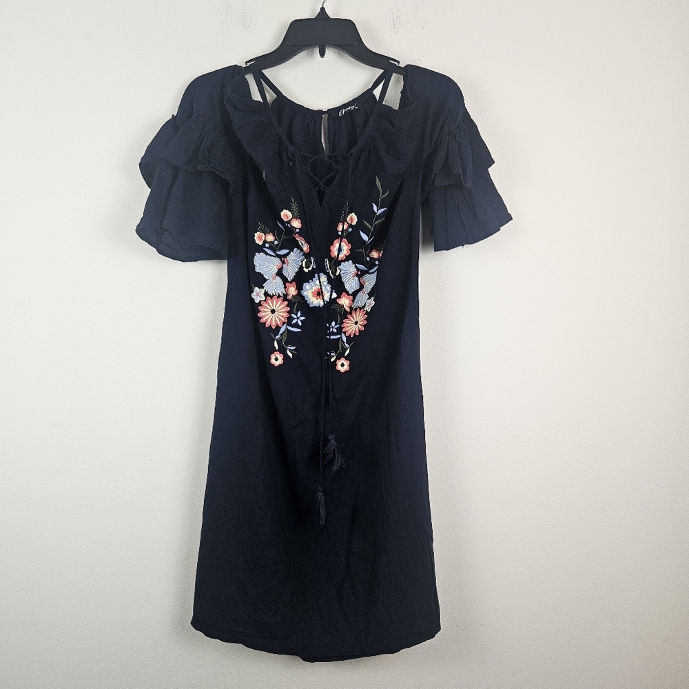 Poetry Embroidered Cold Shoulder Dress Size XS